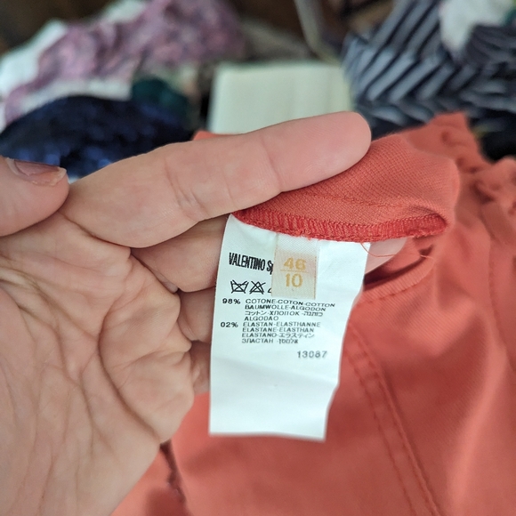 Women's Valentino Roman Orange Coral Lace Up Sign Denim Dress US 10 46 - Picture 10 of 10